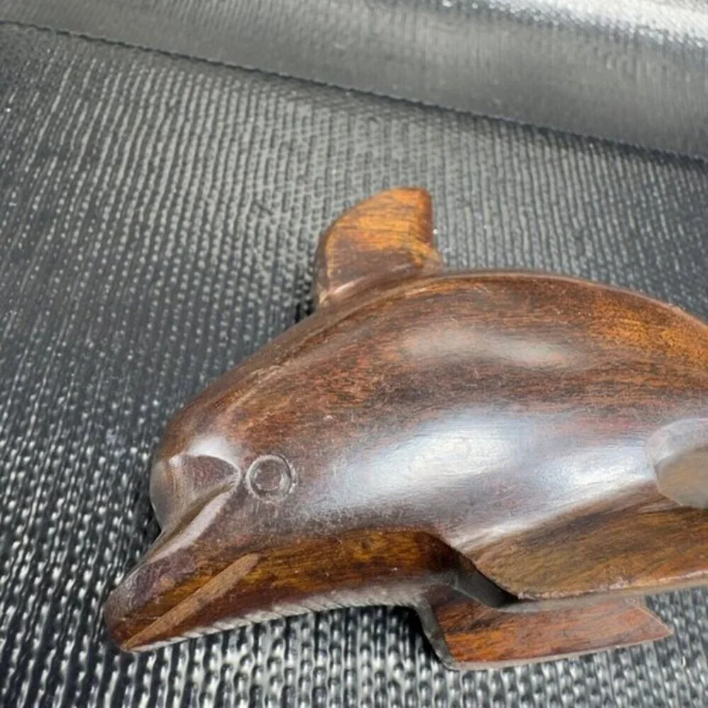 Hand Carved Ironwood Figurine Wood Carving‎ Made Mexico Dolphin Figurine Vintage